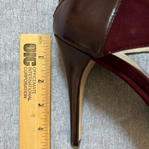 MICHAEL Michael Kors Burgundy Suede/Leather Heels, Never worn.  Size 7 - Picture 9 of 12